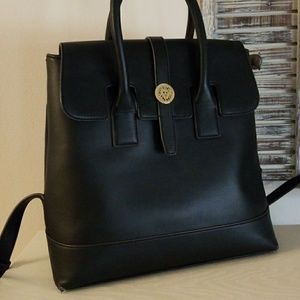 Anne Klein black leather bookbag purse